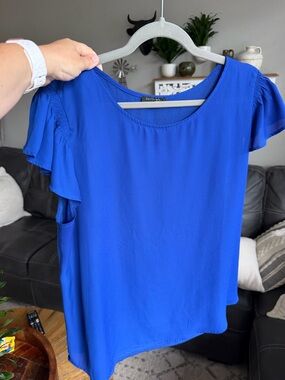 Papermoon Royal Blue Flutter Sleeve Blouse